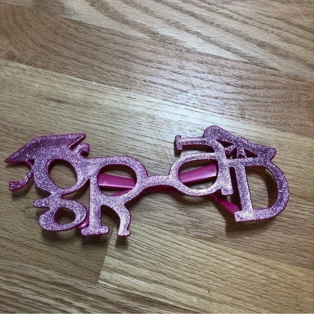 Grad Glasses Pink Glitter Graduation Kids